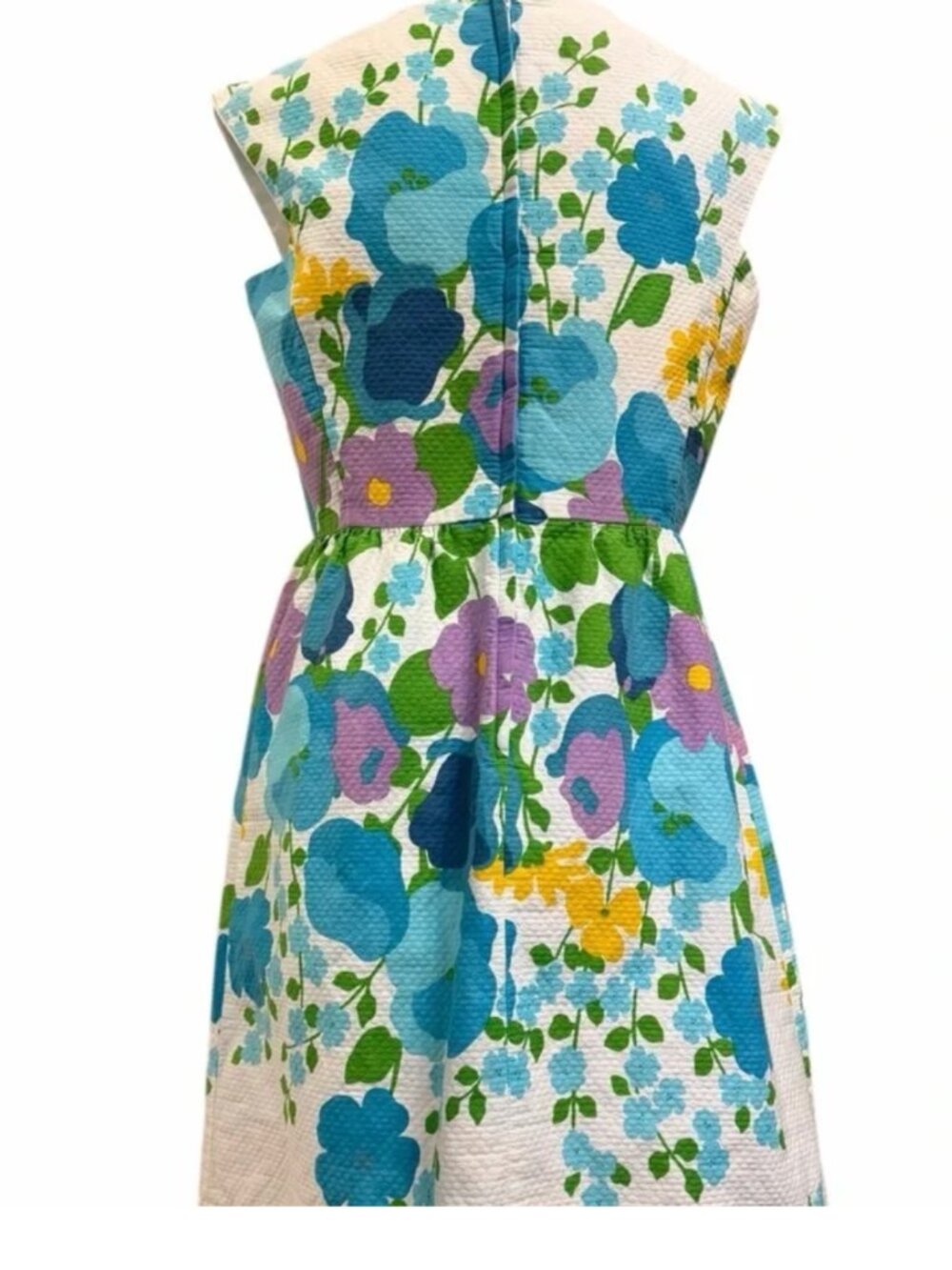 Vintage Hawaiian Floral Dress Barkcloth Mod A Line Fit & Flare S/M Retro - Picture 2 of 4